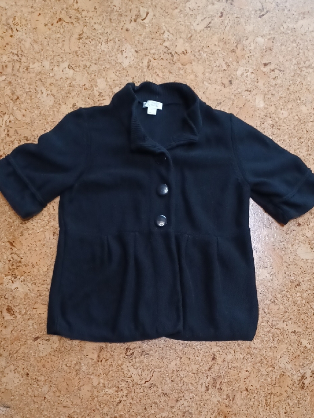 Christopher & Banks Women's Black Cotton Knit Button Front Sweater Size L